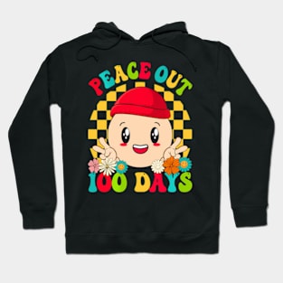 Groovy Peace Out 100 Days Of School Smile Face Kids Hoodie